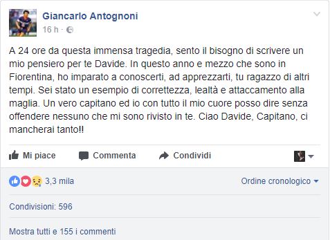Antonioni per Astori – 6 marzo 2018