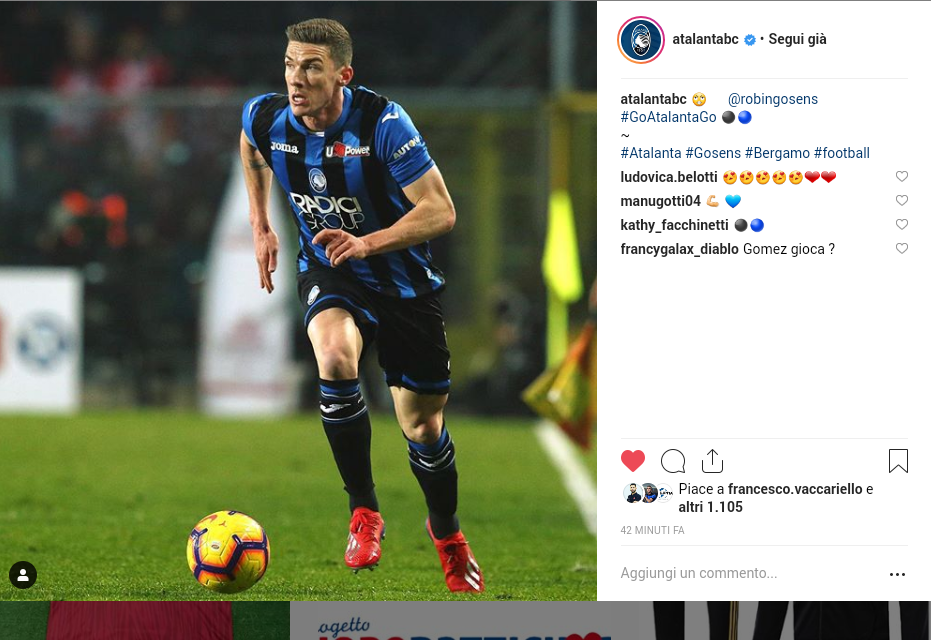 Robin Gosens Instagram Atalanta B.C.