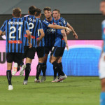 Bergamo. 02 Luglio 2020 Campionato serie A Tim 2019 - 2020 stadio Gewiss Stadioum 29 giornata
Atalanta - Napoli
Ph Moroni / Silpress nella foto , esultanza goal 1-0 Gosens