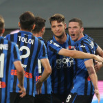 Bergamo. 02 Luglio 2020 Campionato serie A Tim 2019 - 2020 stadio Gewiss Stadioum 29 giornata
Atalanta - Napoli
Ph Moroni / Silpress nella foto , esultanza goal 1-0 Gosens